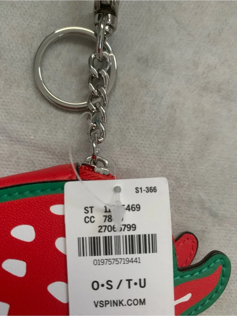 NWT Victoria's Secret PINK Strawberry Bright Vermillion Mini Purse Keychain